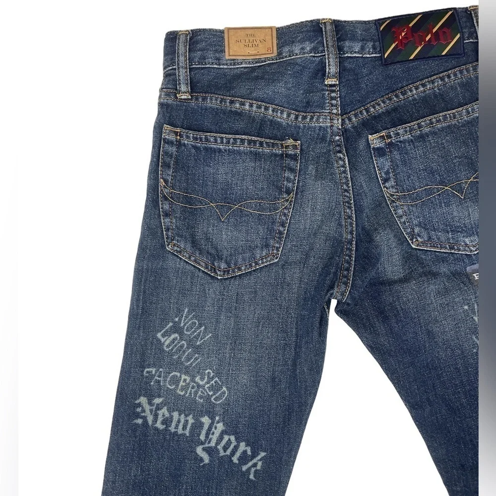 NEW! Polo Ralph Lauren Tynan Sullivan Slim Graffiti Patch Jeans BOYS 8